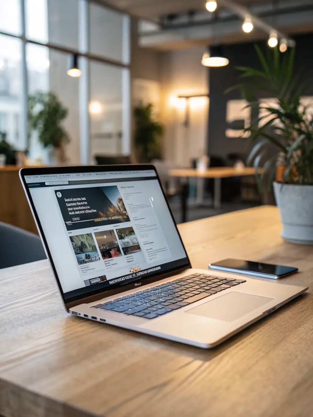 A sleek laptop displaying a beautifully designed corporate website on the screen, showcasing A3 Comunicação's website development capabilities.