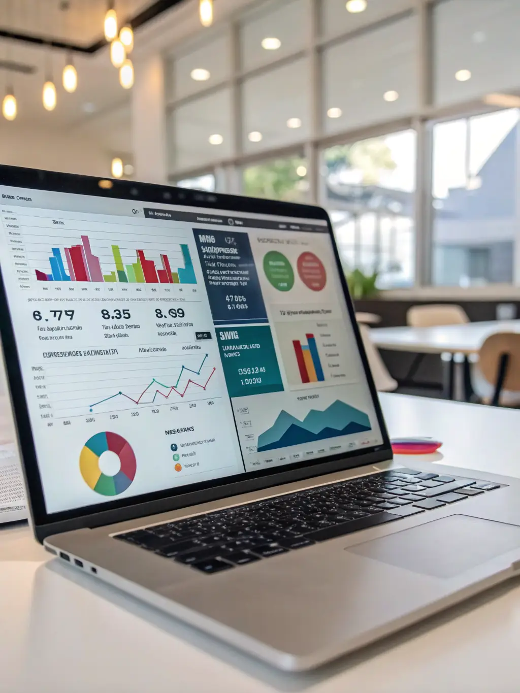 A digital marketing dashboard showing analytics and campaign performance metrics, representing A3 Comunicação's SEO and digital campaign expertise.