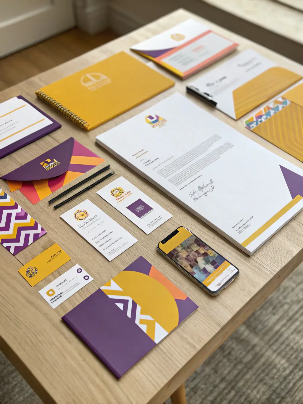 A collection of branding materials including logos, business cards, and digital assets, illustrating A3 Comunicação's branding and graphic design services.